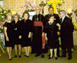 1970 - Funeral of Elodia B. Gosselin. Bella, Dora, Stella, Mgr Bonhomme, Bob, Lowella and Peter - At wake